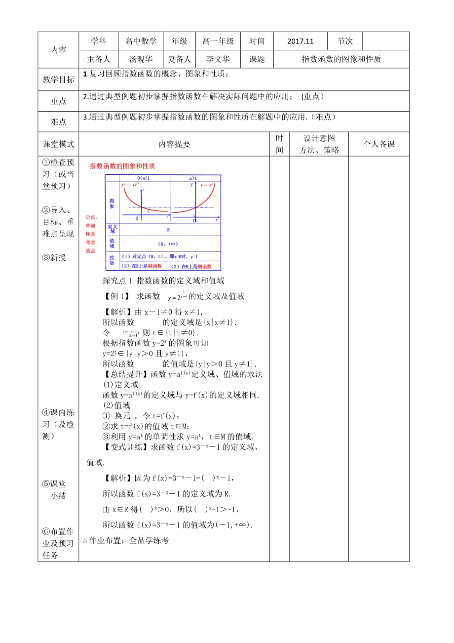 江西省万载县株潭中学北师大版高一数学必修1教案：3.3指数函数图像和性质_第1页