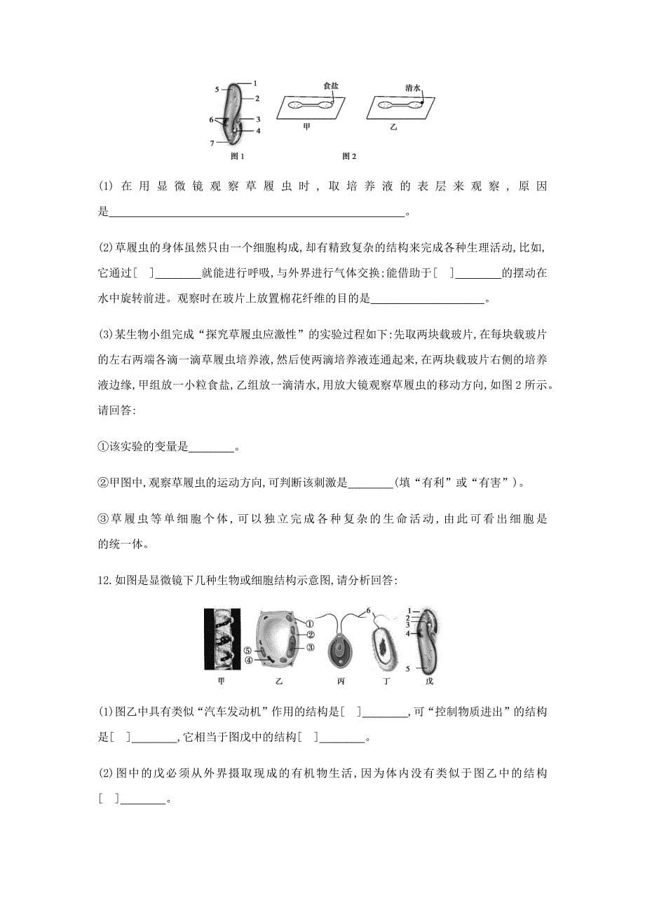 泰安地区中考生物第一部分基础过关第2课时细胞是生命活动的基本单位复习练习_第5页