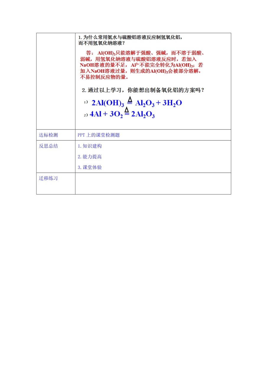 校人教版高一化学必修1教案：3.2几种重要的金属化合物-铝的化合物第2课时_第3页