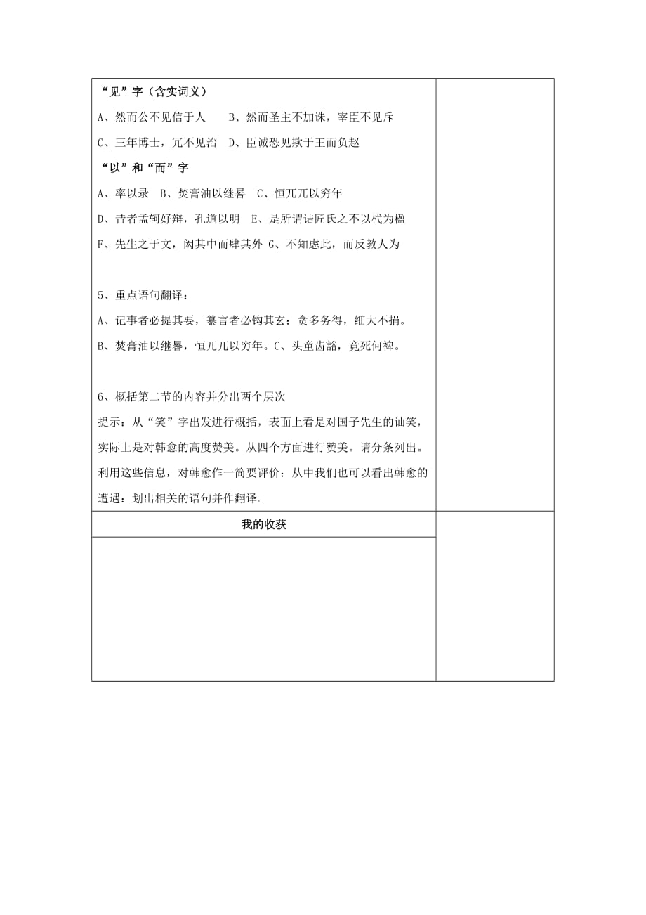 江苏省徐州经济技术开发区高级中学高中语文苏教版《唐宋八大家散文选读》：进学解3 学案_第4页