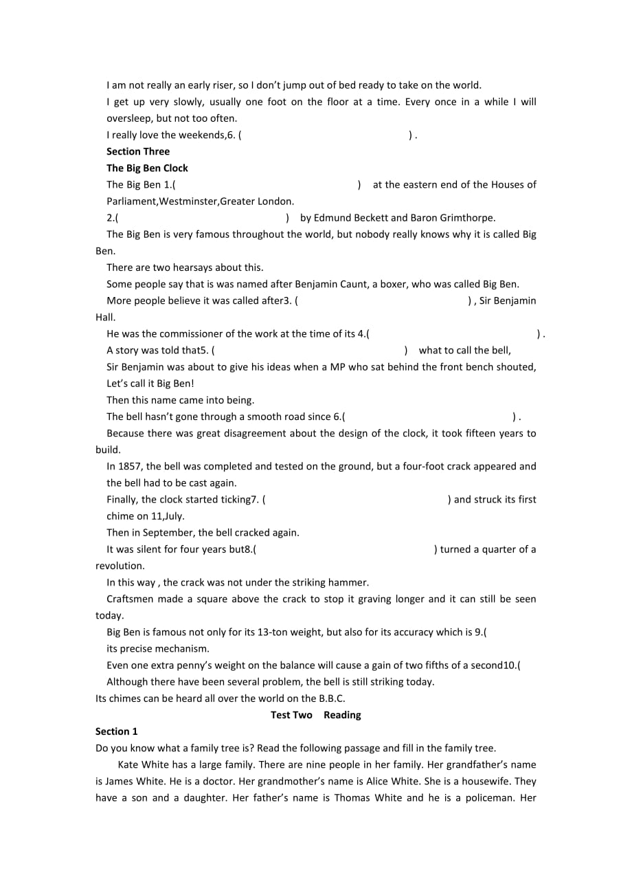 宁夏高一上学期第一次月考英语试题（国际部） Word版缺答案_第2页