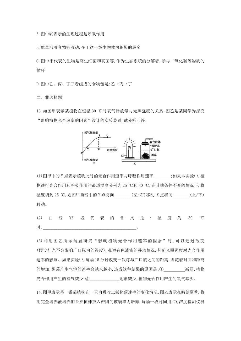 泰安地区中考生物第一部分基础过关第8课时呼吸作用及三大作用综合考查复习练习_第5页