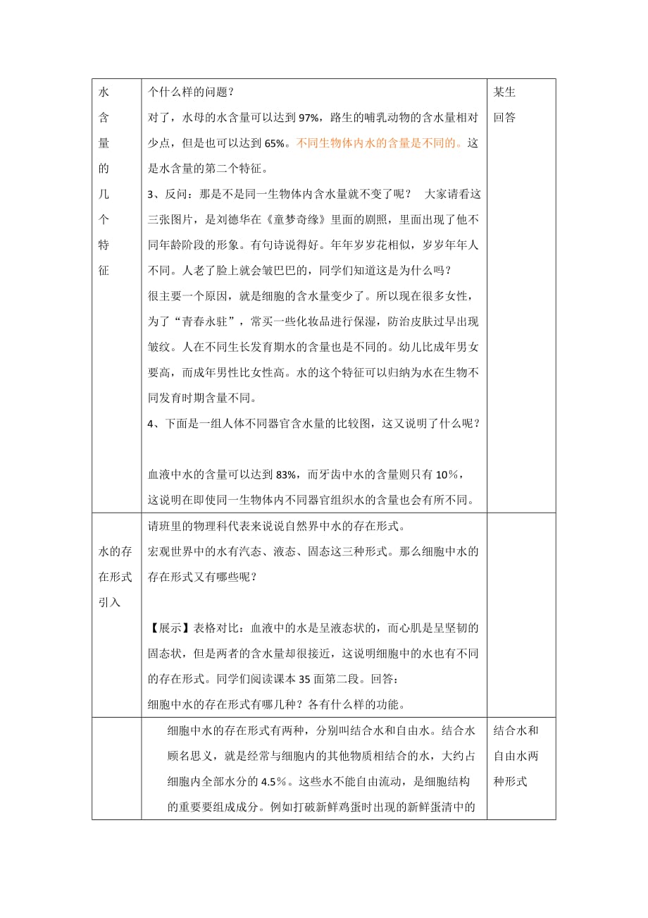 人教版高中生物必修1 2.5细胞中的无机物 教案2_第2页