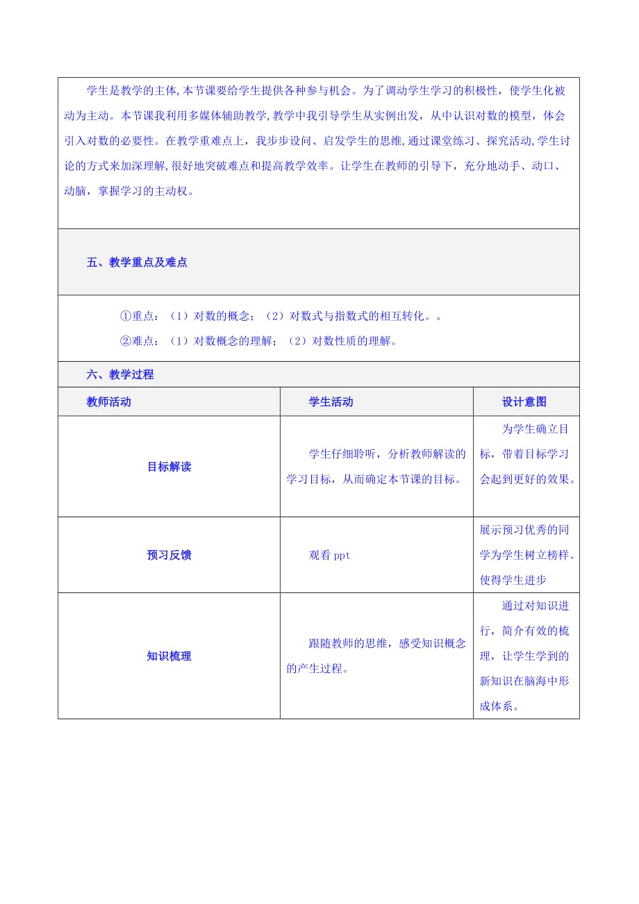 新疆和硕县高级中学高中数学必修1教案：2.2对数的概念 Word版缺答案_第2页