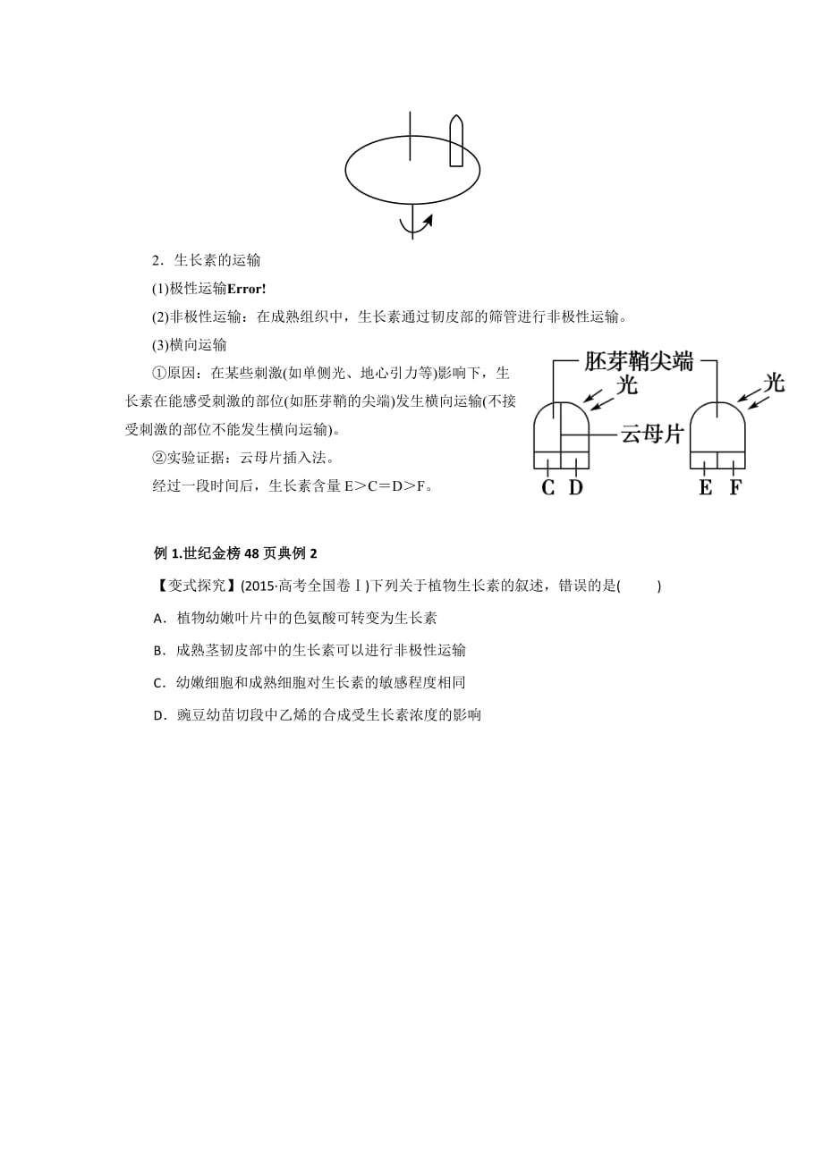 江苏省高考生物一轮复习：专题10 植物的激素调节 学案_第2页