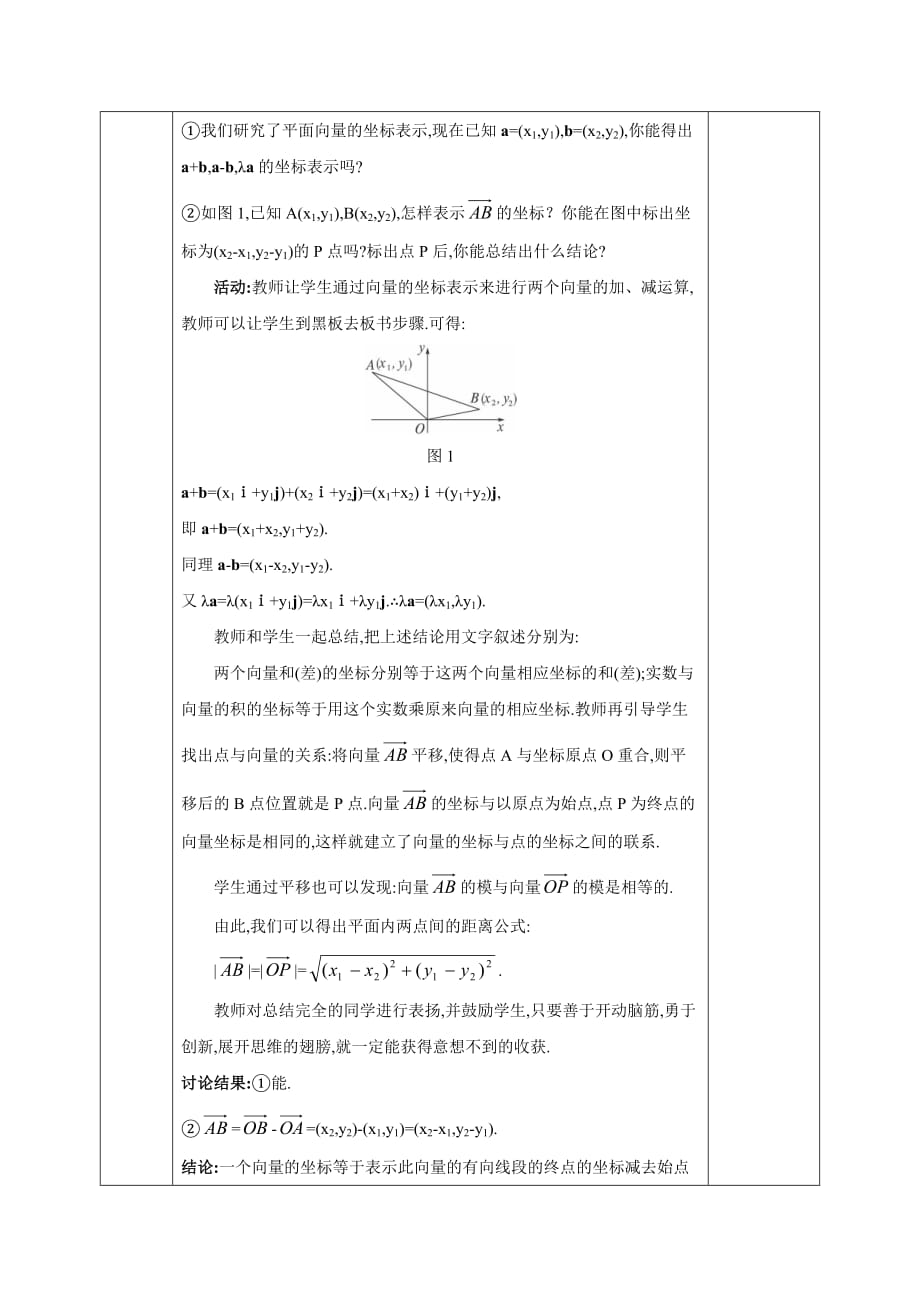 安徽省长丰县实验高级中学高中数学必修四教案：2.3.3 平面向量的坐标运算2.3.4 平面向量共线的坐标表示_第2页