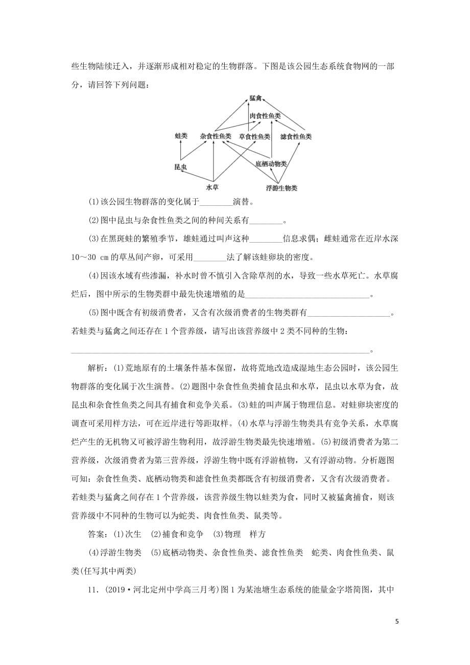 （人教通用版）高考生物新探究大一轮复习第32讲生态系统的结构生态系统的能量流动检测（含解析）_第5页