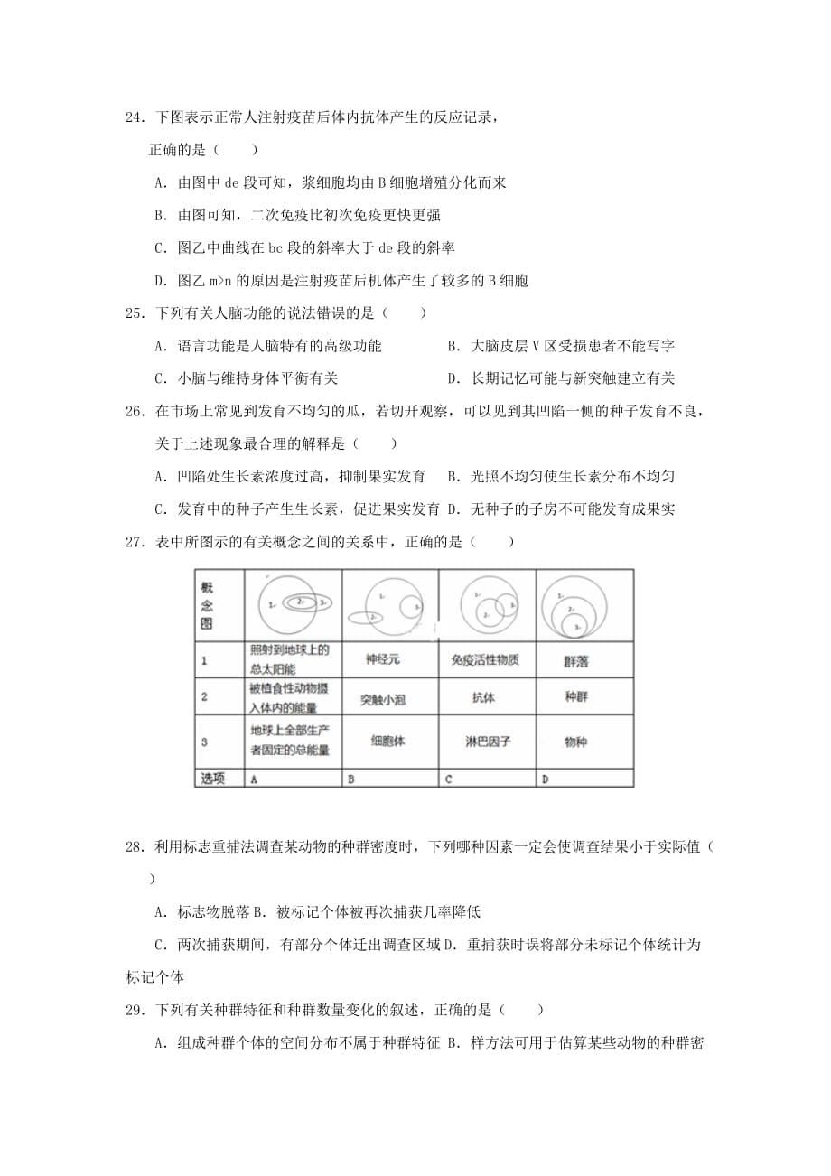 新疆高二上学期第二次月考生物（文）试题 Word版无答案_第5页