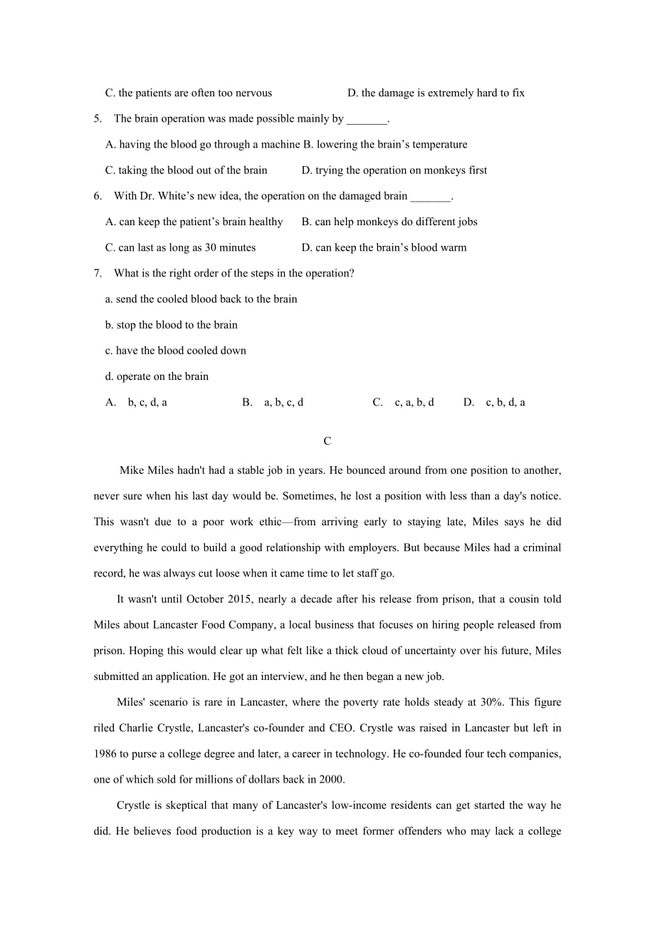 新疆高二上学期期中考试英语试题 Word版缺答案_第3页