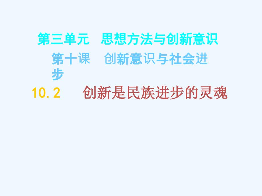 人教版高中政治必修四 10.2创新是民族进步的灵魂 课件 （共21张PPT）_第1页