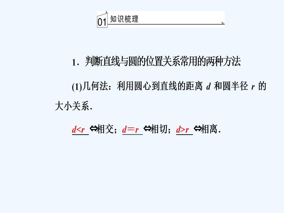 高中数学学业水平测试课件：专题四 平面解析几何第19讲直线与圆、圆与圆的位置关系_第3页