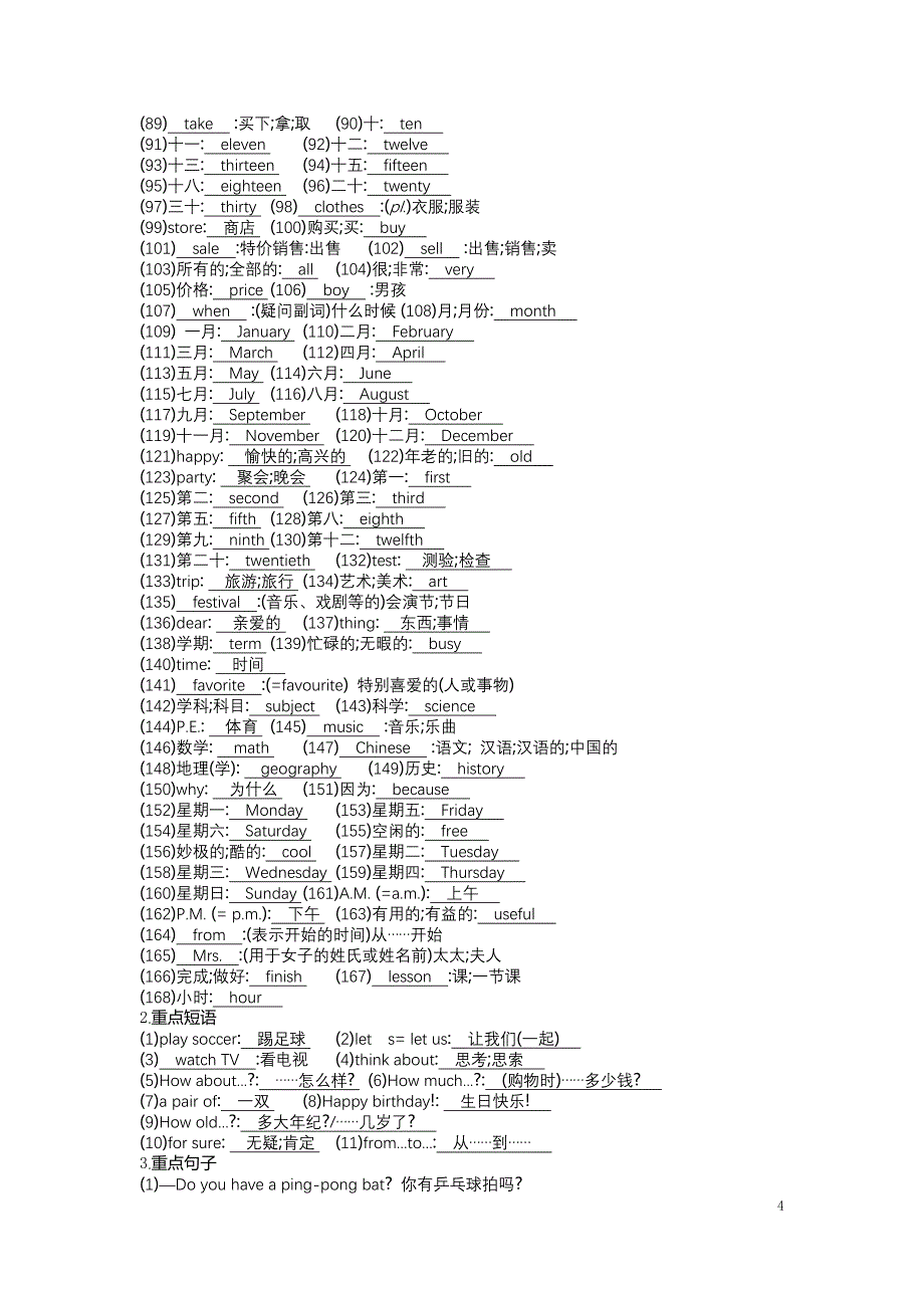 七年级中考英语总复习知识点梳理_第4页