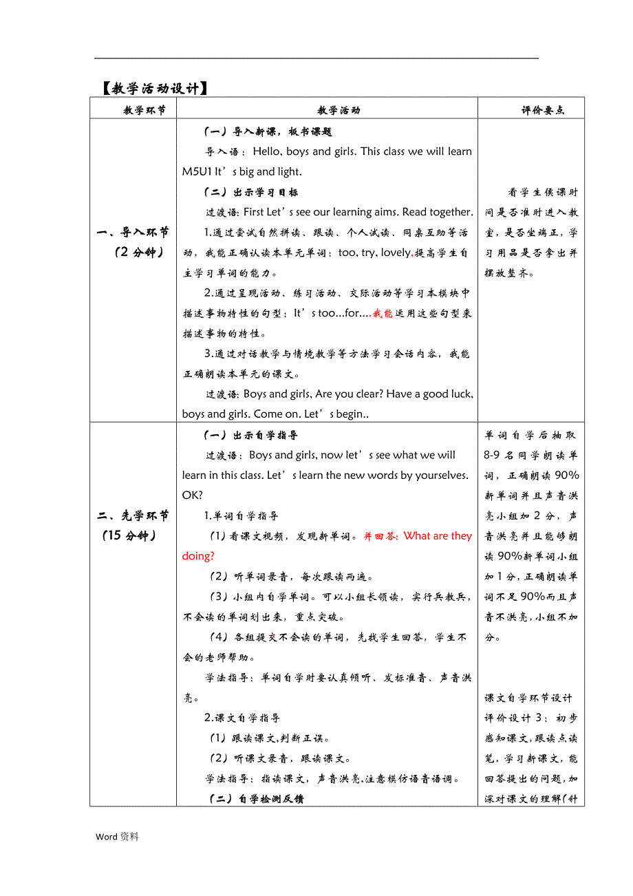 英语教学设计模板_第2页