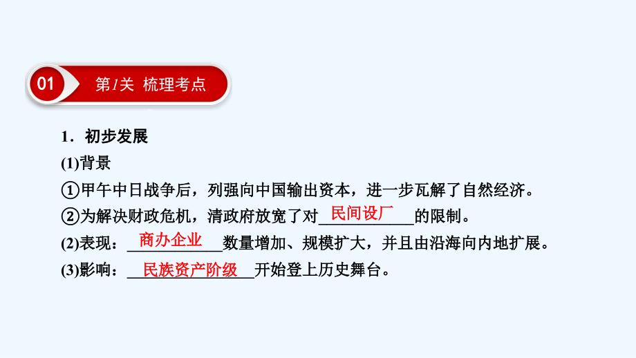 大一轮高考总复习历史（人教版）课件：考点28　中国民族资本主义的曲折发展_第3页