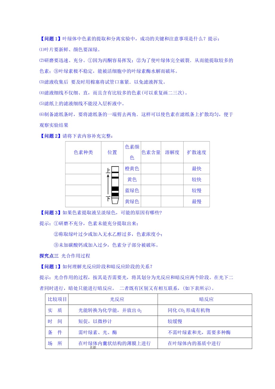 辽宁省葫芦岛市人教版高中生物必修1第5章细胞的能量供应和利用第4节能量之源——光合作用 导学案 Word版含答案_第4页