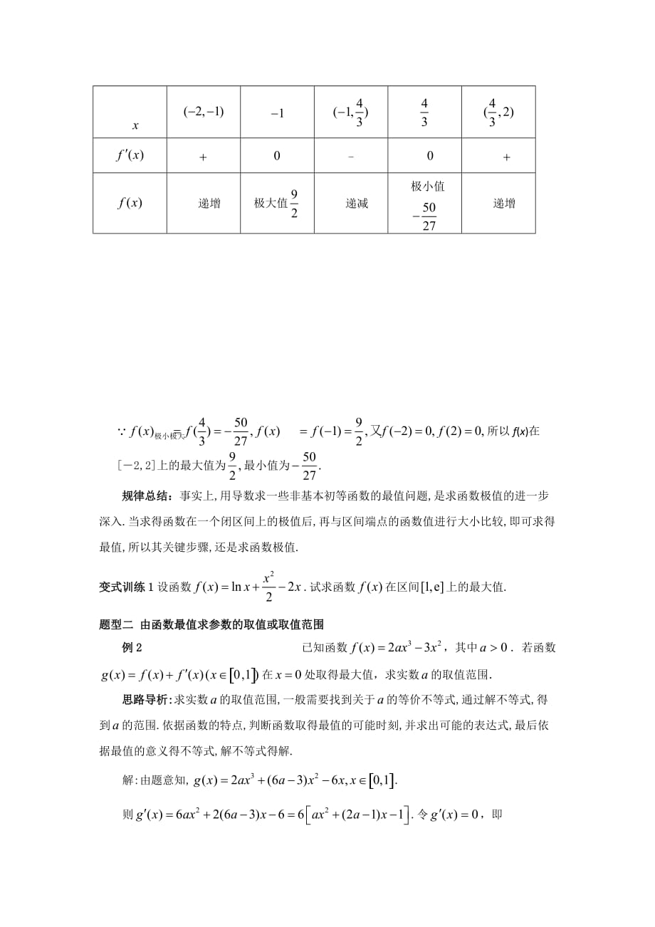 高中数学人教A版选修2-2第一章1.3.3《函数的最大（小）值与导数》【学案】_第3页