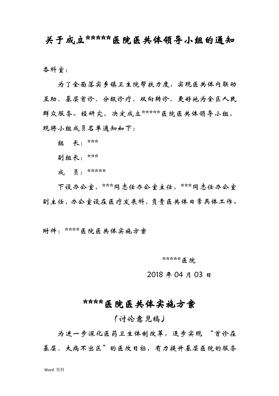 XX医院医共体实施方案_第1页