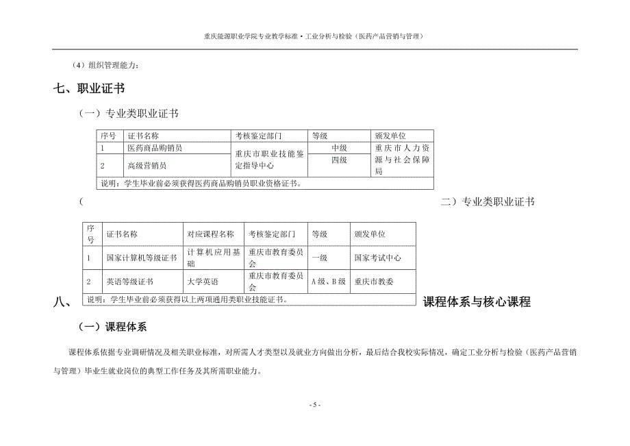 （产品管理）工业分析与检验(医药产品营销与管理)专业教学标准_第5页