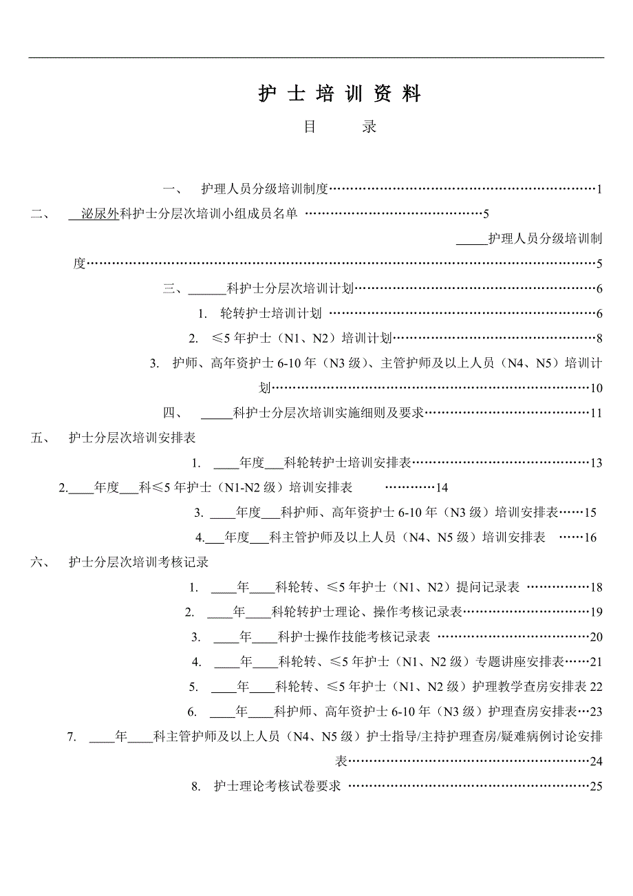 （培训体系）护士分层次培训资料模板_第1页