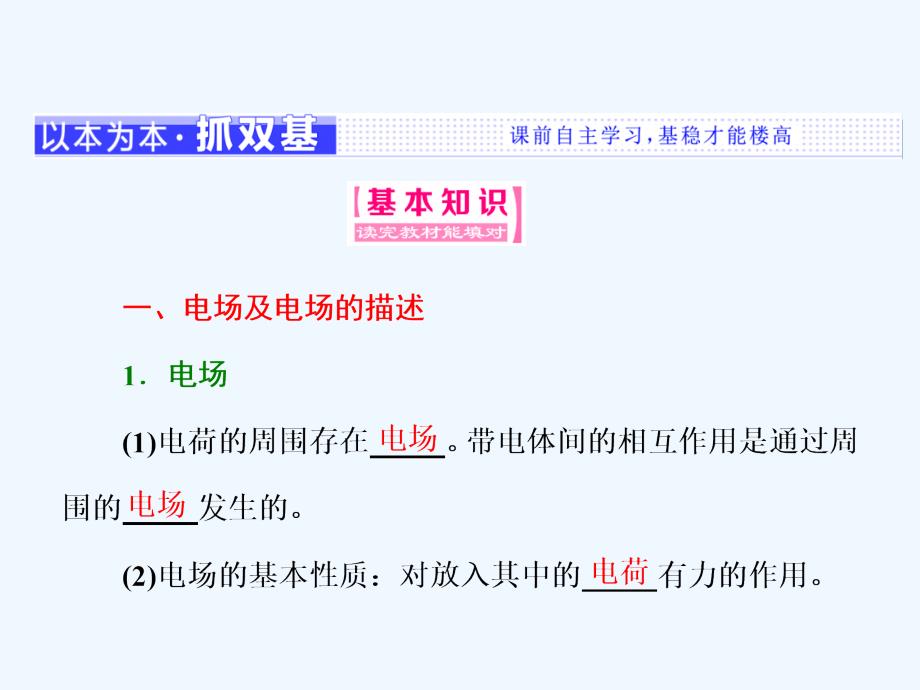 高中物理（SWSJ）粤教版选修3-1课件：第一章 第三节 电场强度_第2页