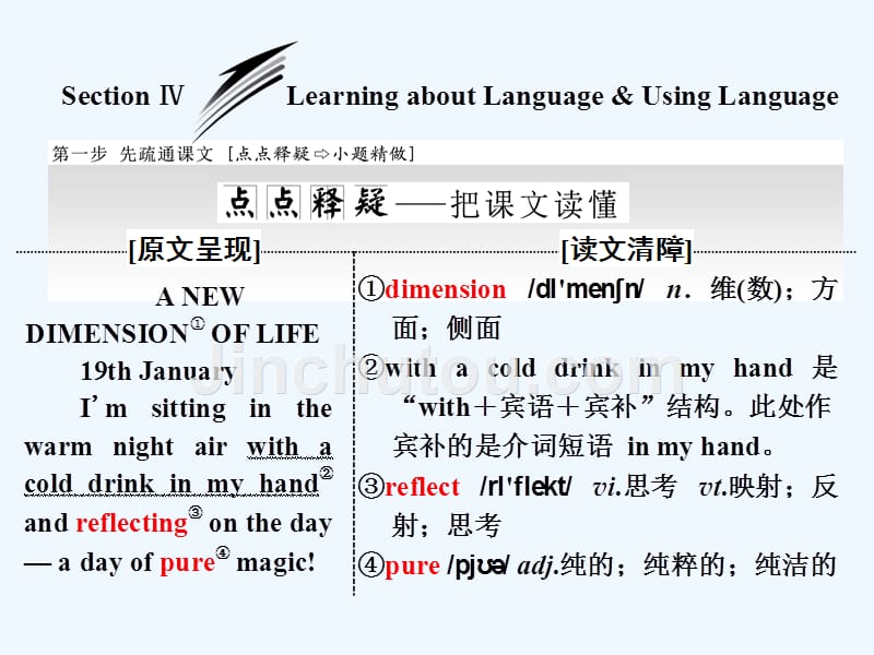 高中英语人教版选修7课件：Unit 3 Section Ⅳ Learning about Language &ampamp;amp； Using Language_第1页