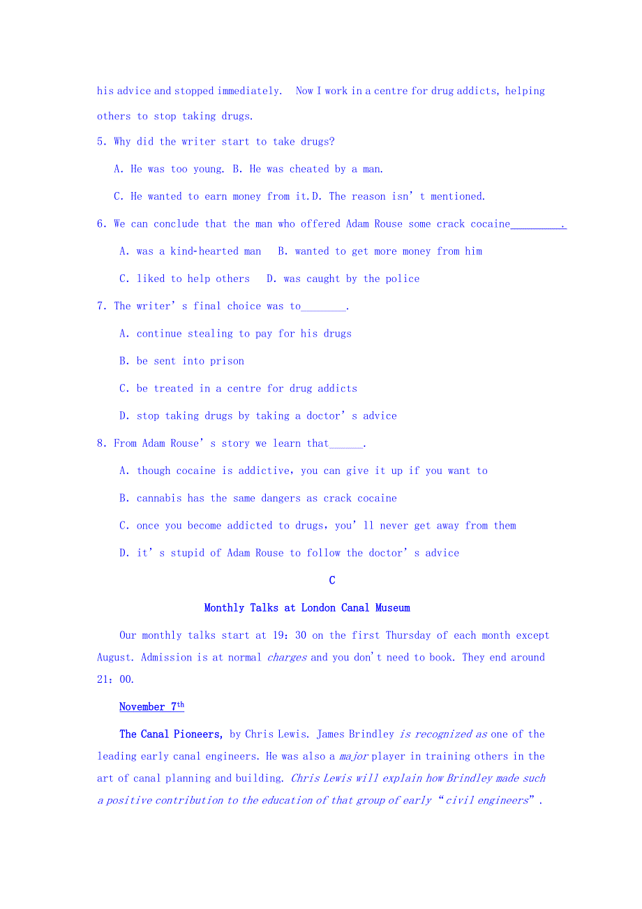 陕西省吴起高级中学高一上学期英语寒假作业（3） Word版缺答案_第3页