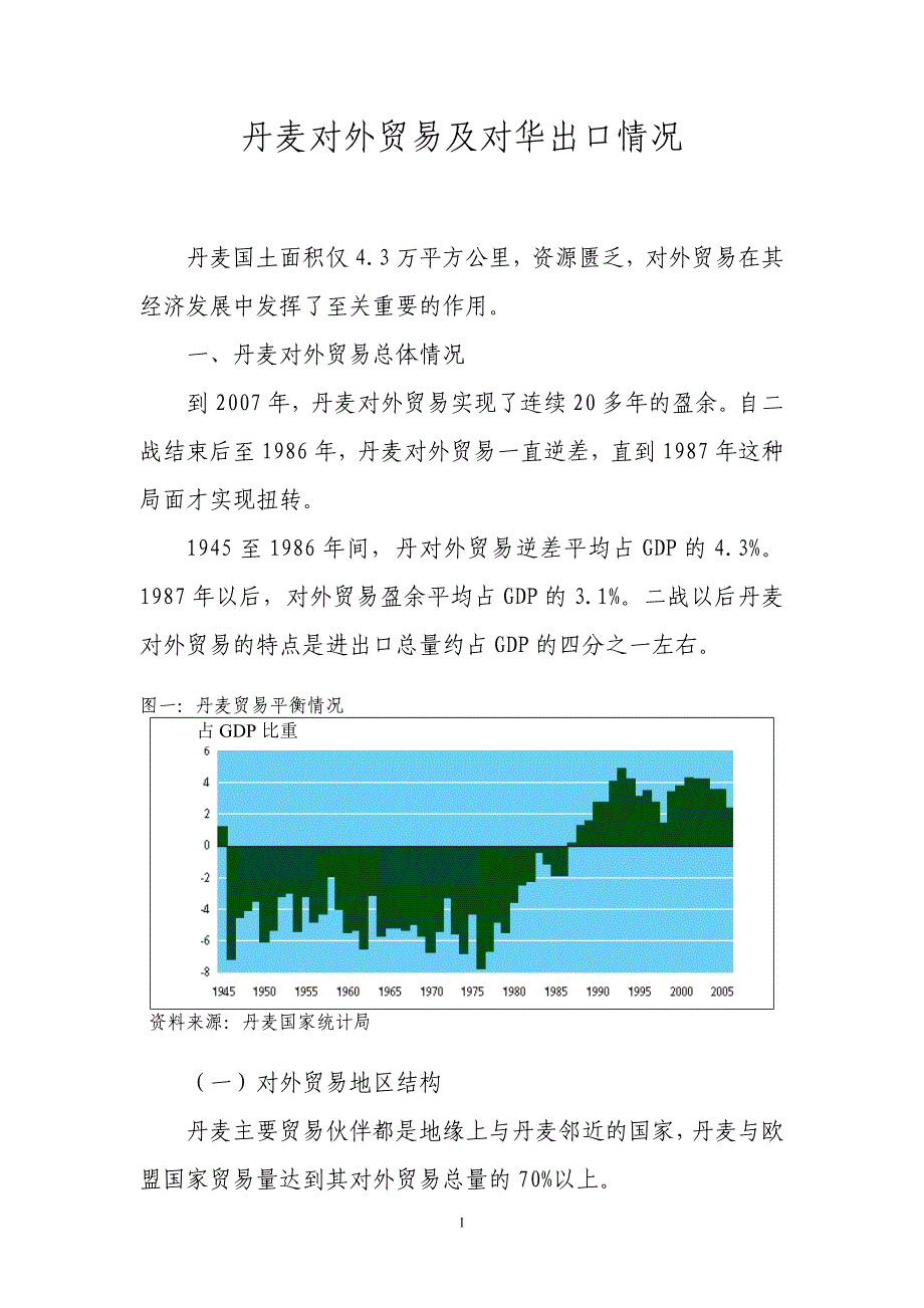 （国际贸易）丹麦对外贸易及对华出口情况_第1页