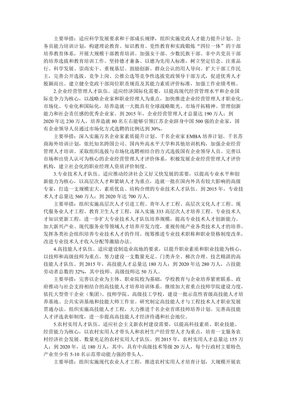 （员工管理）江苏省中长期人才发展规划纲要(年)_第4页