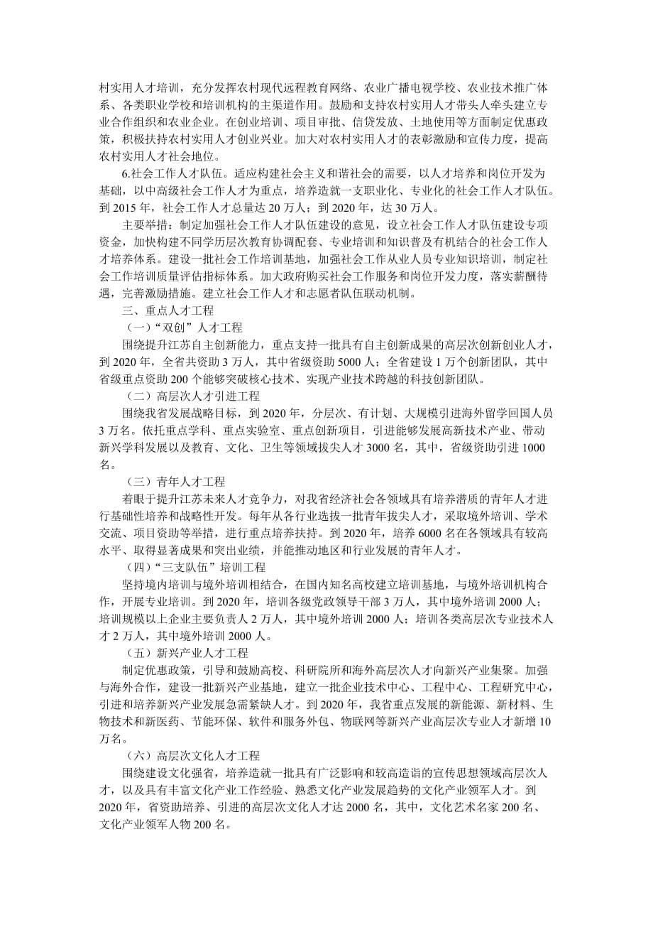 （员工管理）江苏省中长期人才发展规划纲要(年)_第5页