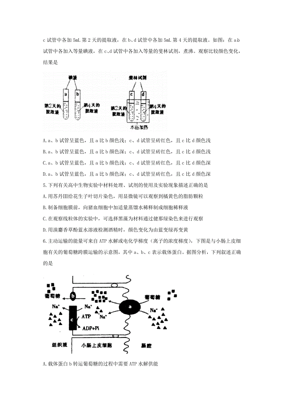 河南省高三上学期第四次调研考试生物试题 Word版缺答案_第2页