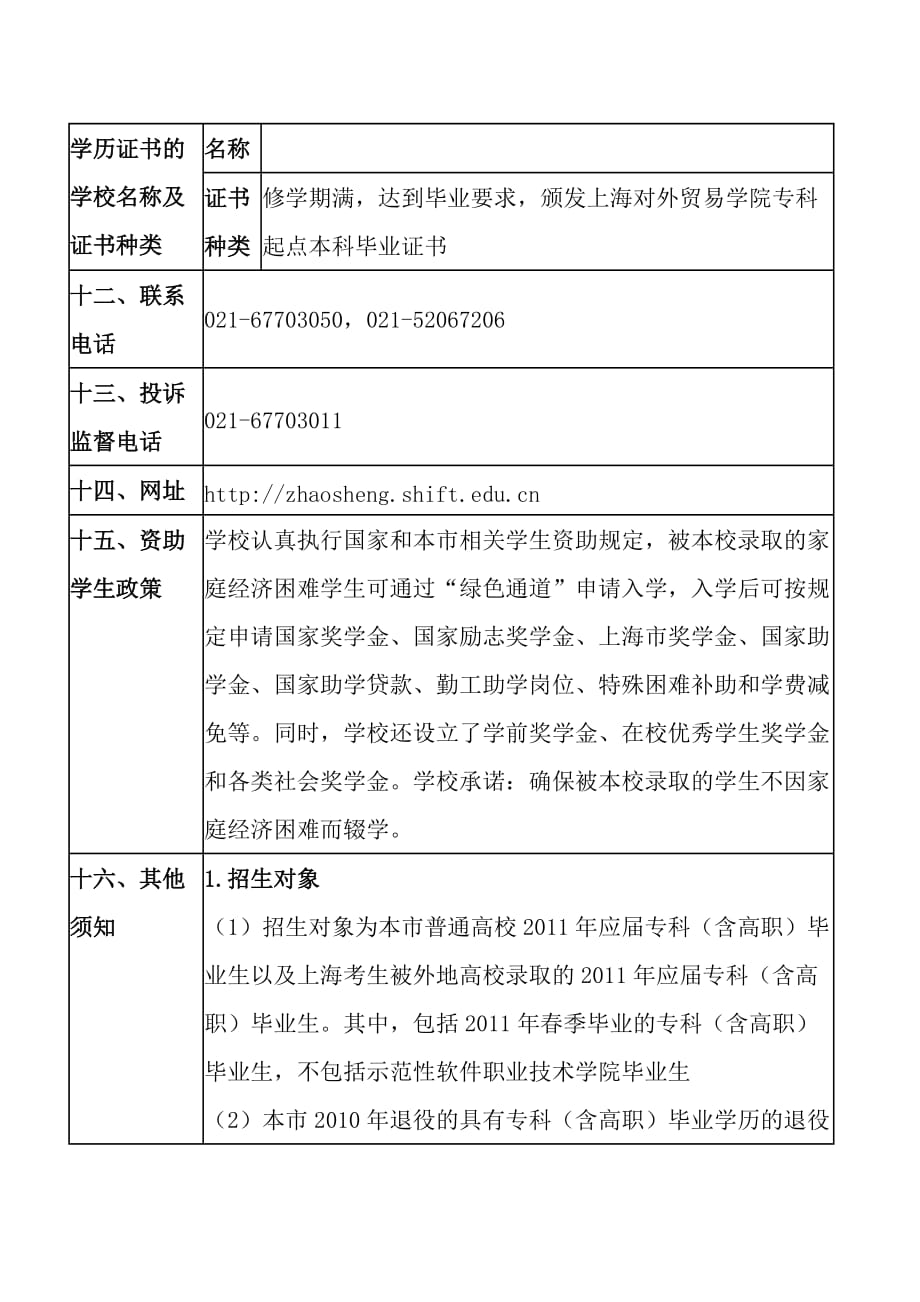 （国际贸易）上海对外贸易学院年应届专升本招生章程_第4页