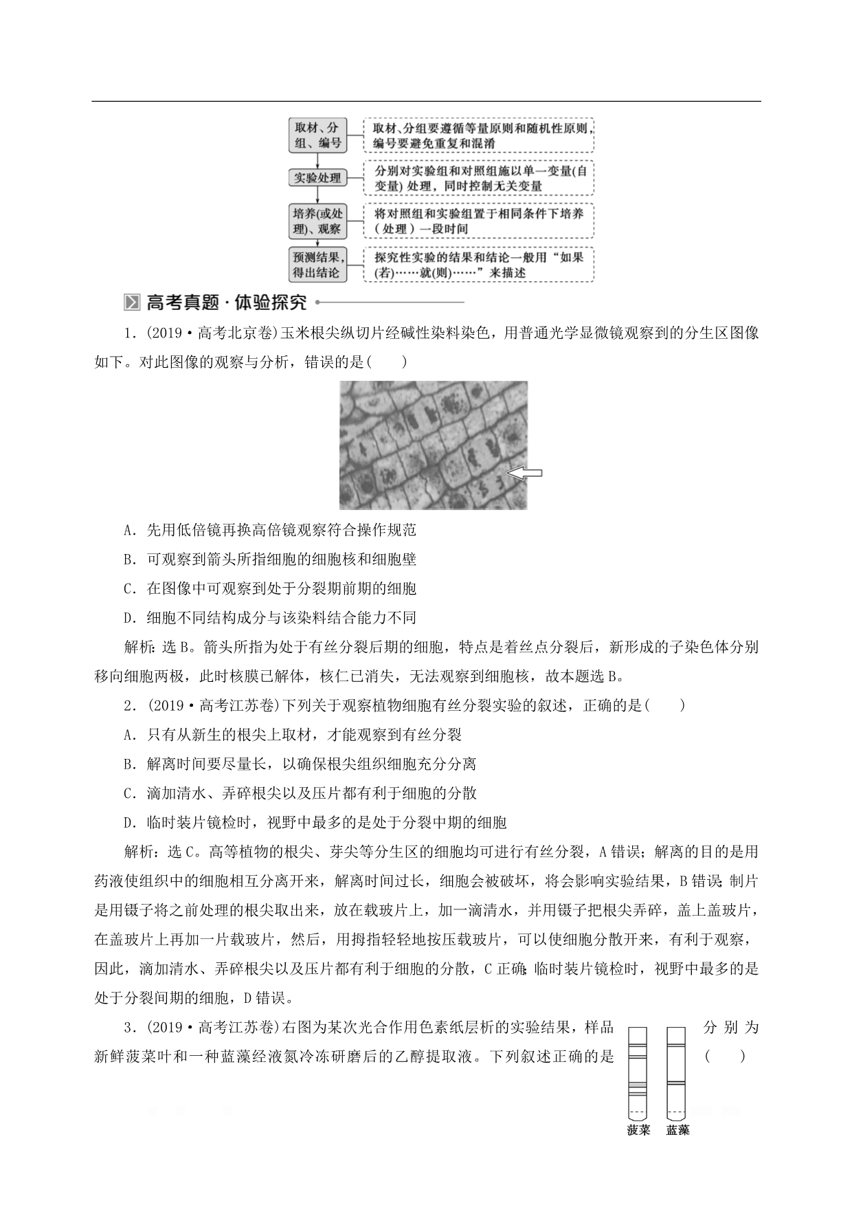 （新高考）2020高考生物二轮复习第一部分专题突破方略板块七热考实验提升专题十六实验与探究教学案_第3页