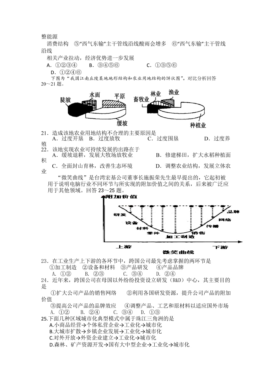 陕西省石泉中学高二上学期第一次月考地理试卷 Word版无答案_第4页