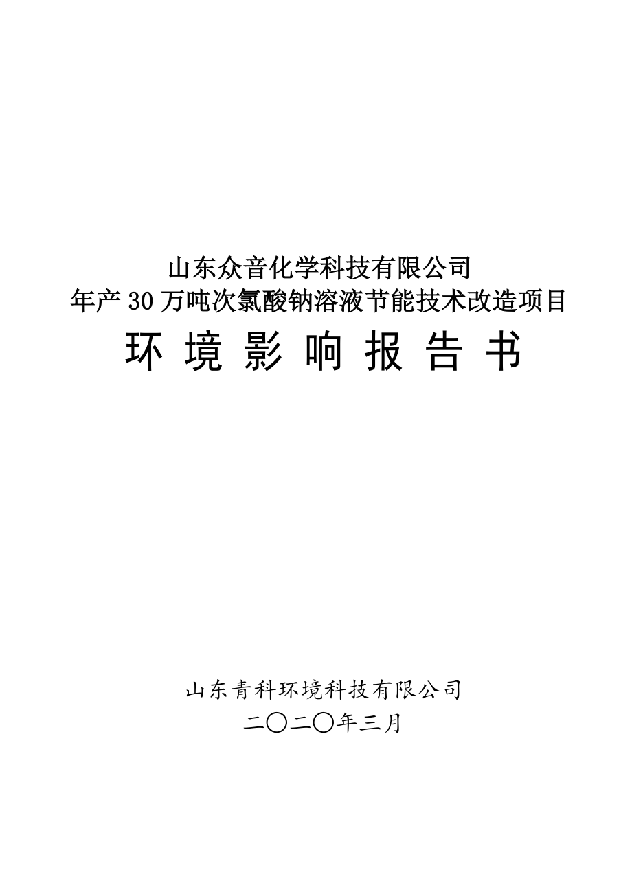 年产 30 万吨次氯酸钠溶液节能技术改造项目环评报告书_第1页