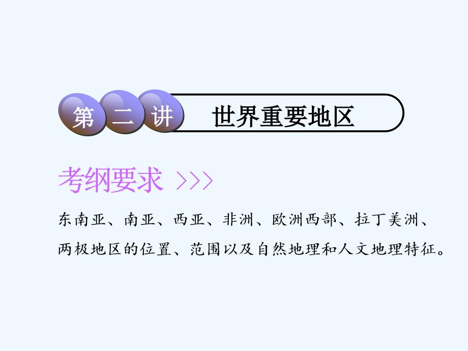 高三地理一轮复习课件：第十二章 第二讲 世界重要地区_第1页