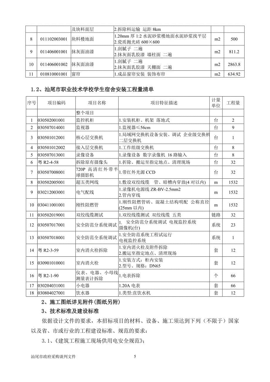 汕尾市职业技术学校学生宿舍装修工程招标文件_第5页