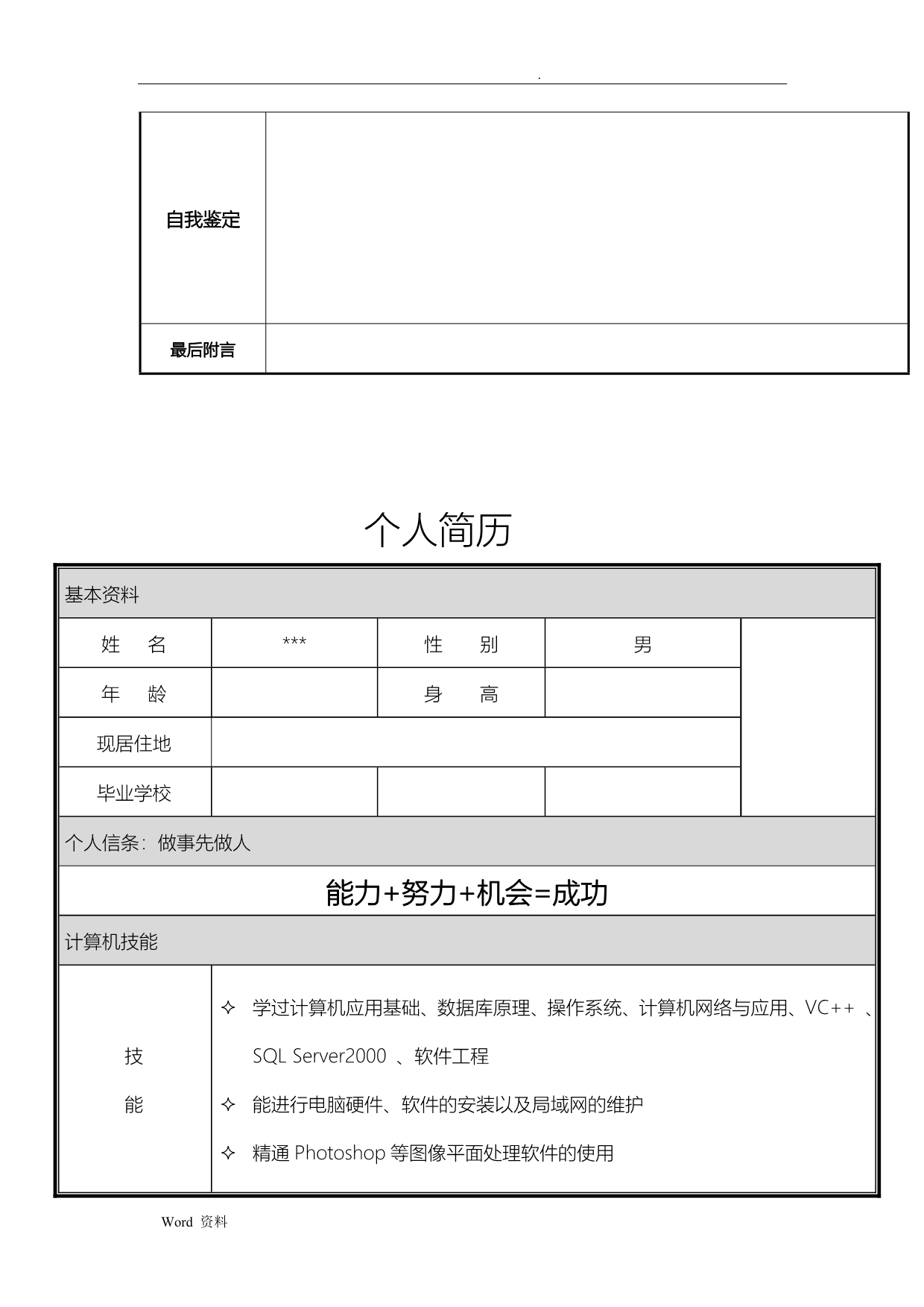 个人简历模板大全[版可编辑]_第2页