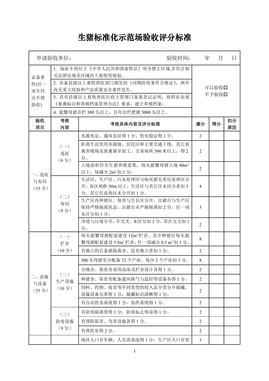 2012各畜种标准化验收评分标准_第1页