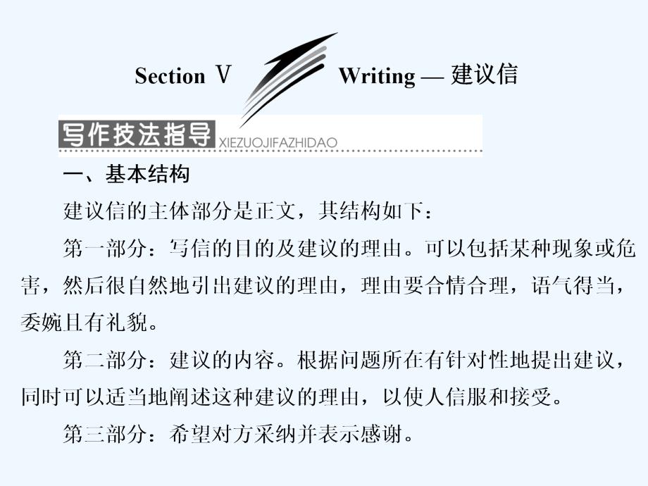 高中英语人教版选修7课件：Unit 1 Section Ⅴ Writing — 建议信_第1页