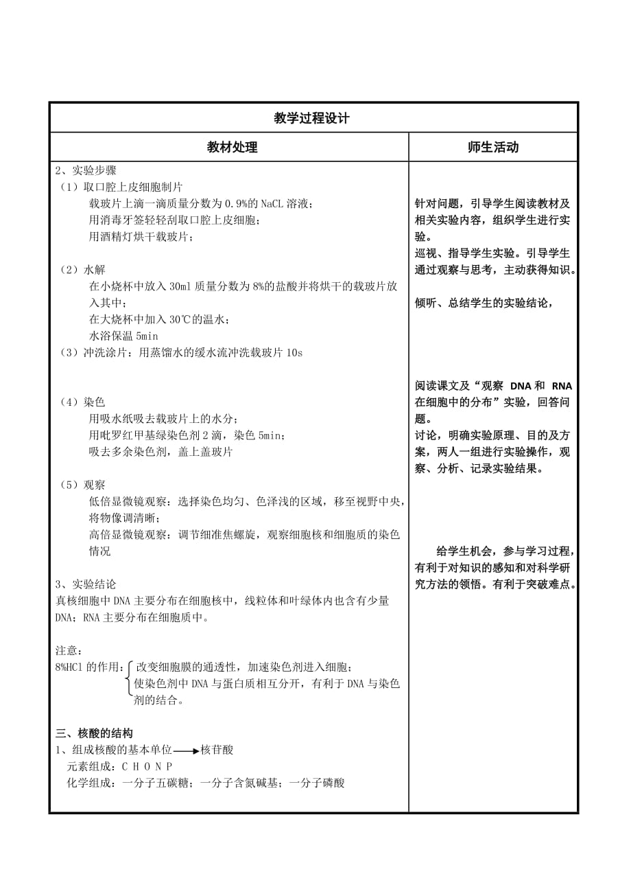 辽宁省本溪满族自治县高级中学高中生物必修一人教版：2.3 遗传信息的携带者──核酸 共案_第2页