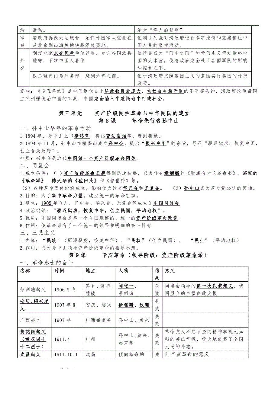 人版八年级（上册）历史复习提纲(2018年部编)_第4页