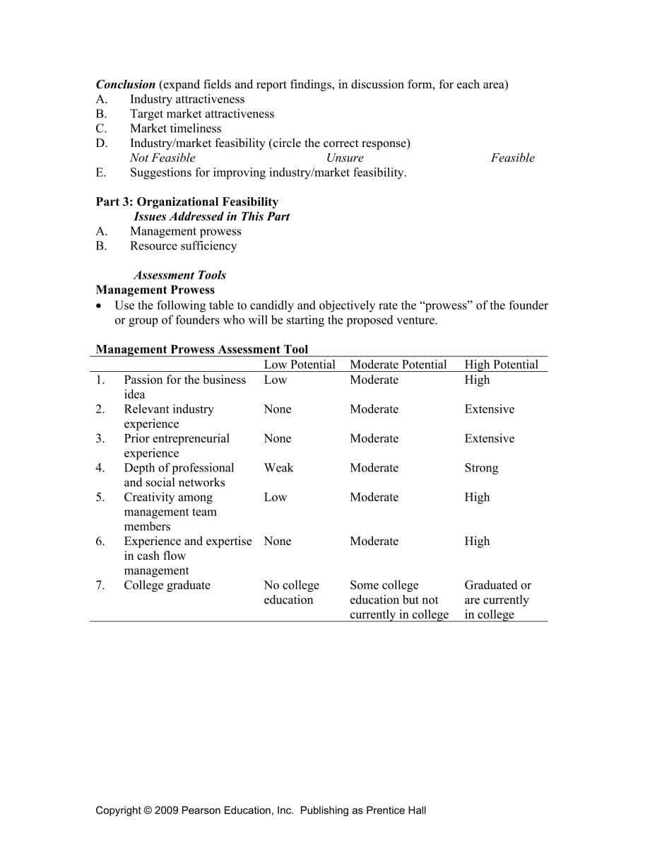 创业管理成功创建新企业 全套配套课件Feasibility Analysis Templates in Word zip Full Feasibility Analysis_第5页