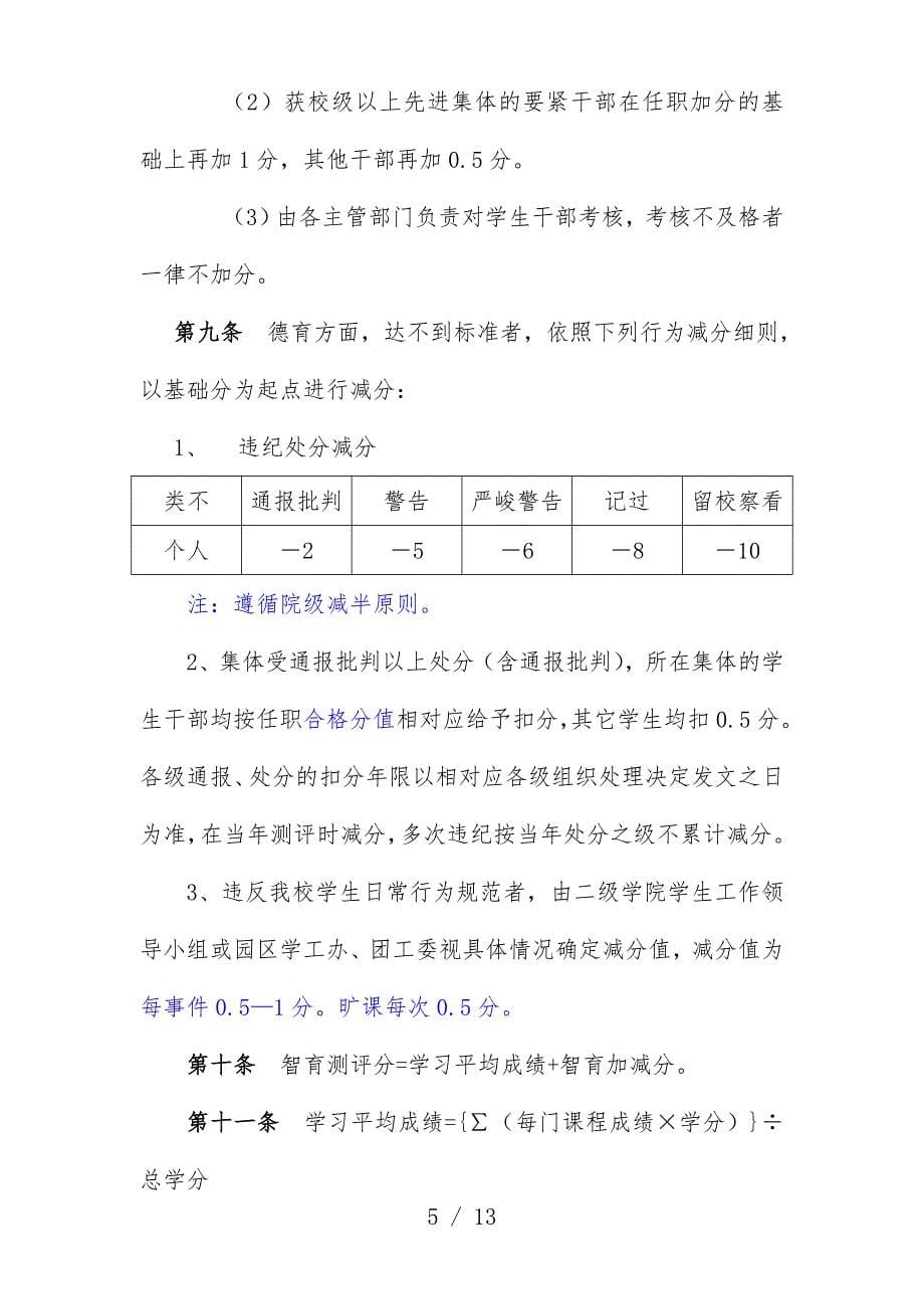浙江财经学院本科学生综合测评办法说明_第5页