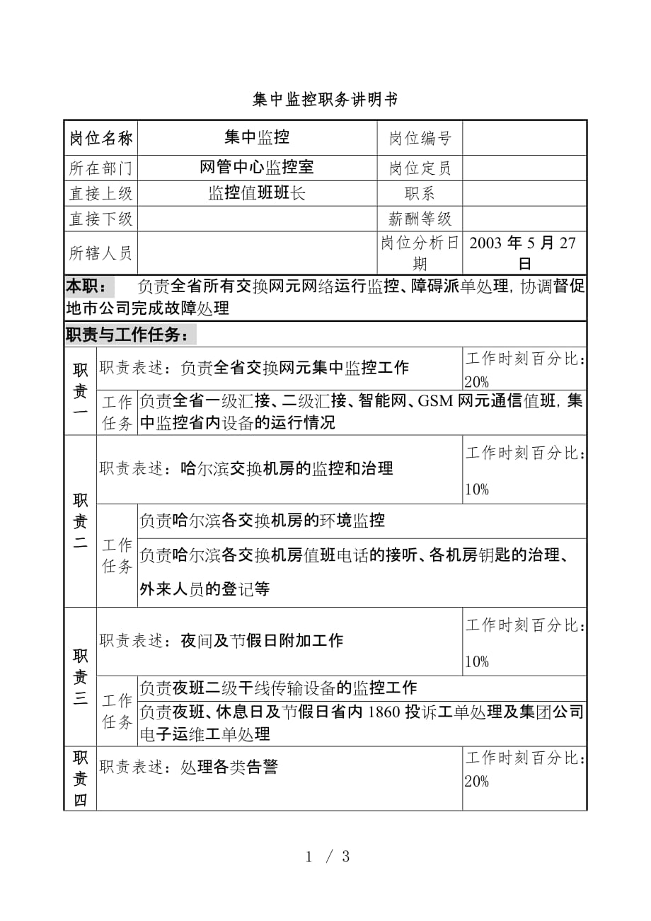 材料公司部门岗位说明书74_第1页