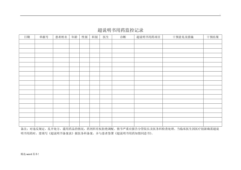 超说明书用药监控记录表.doc_第1页