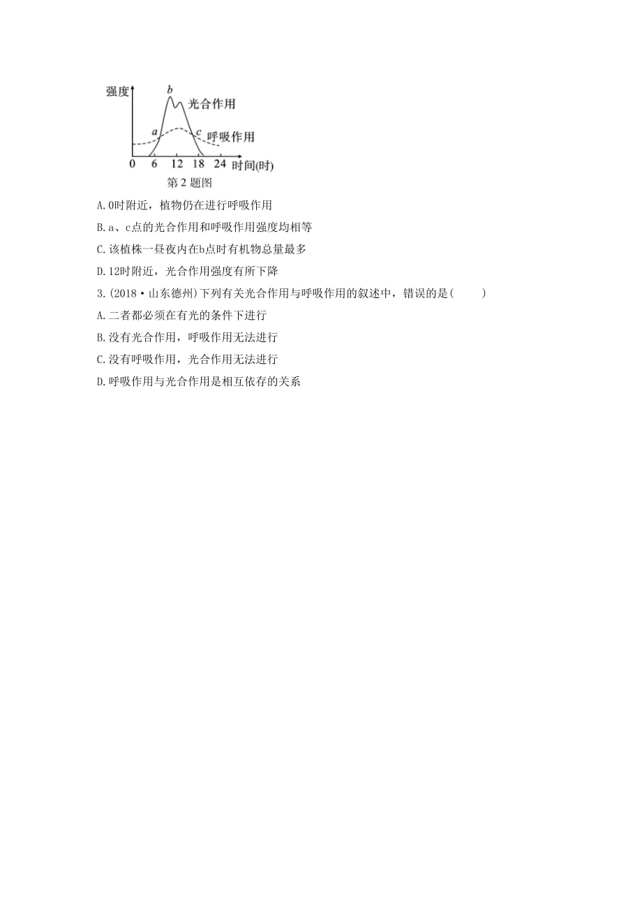 中考生物总复习第一部分基醇点巩固第三单元生物圈中的绿色植物第四章第五章第六章绿色植物习_第4页