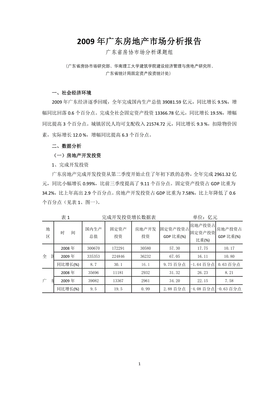 （市场分析）广东房地产市场分析报告_第1页