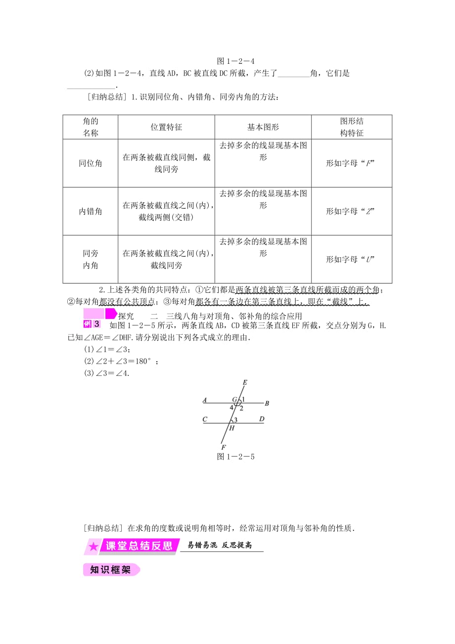 七年级数学下册第1章平行线1.2同位角内错角同旁内角练习新版浙教版_第2页