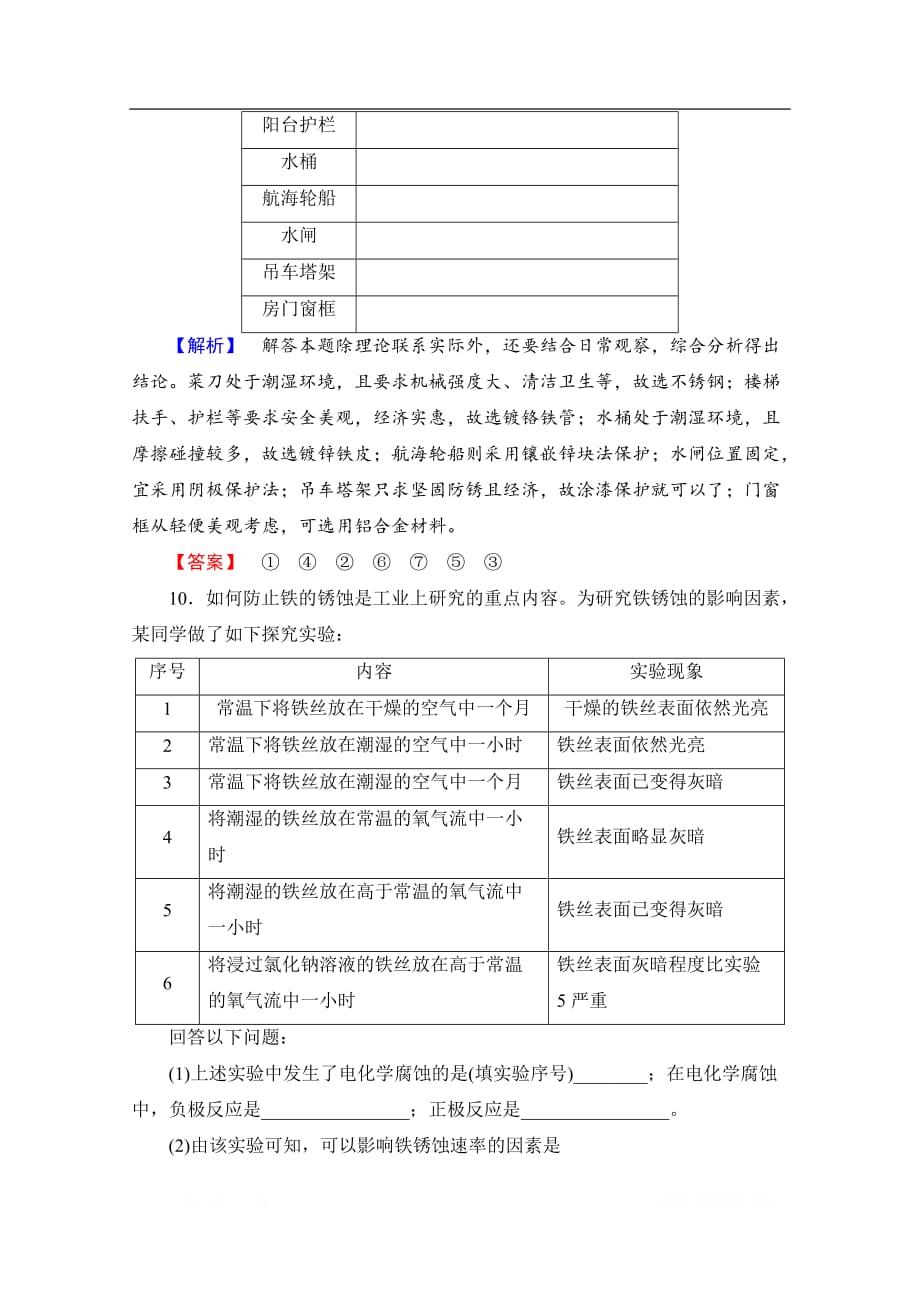 2019-2020学年高中化学新同步人教版选修1课时作业：8　金属的腐蚀和防护_第4页