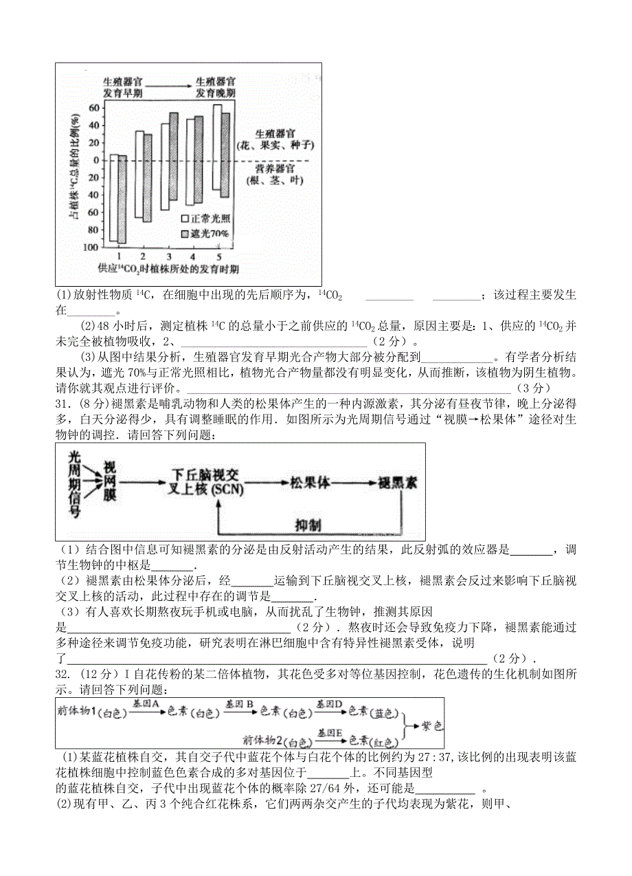 四川省高三12月月考理综试卷（含答案）_第3页